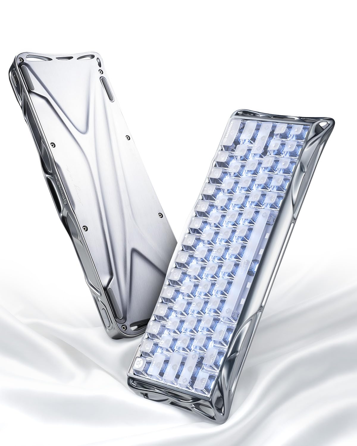 GravaStar Mercury V60 Pro 60% Teclado Gaming de Efecto Hall, Teclado Rapid Trigger con 8000 Hz, interruptores magnéticos, Snap Tap, Aluminio CNC, RGB, para FPS,CS2,PC/Mac (Silver Frost, QZERTY)