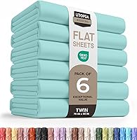 Vista 37 de Utopia Bedding Sábana plana – 1 paquete (individual, blanco) – Tela de microfibra suave cepillada – Sábana superior resistente al encogimiento y a