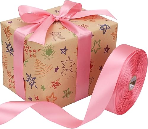 Miniatura 4 de Baocuan Cinta de satén de oro rosa de 1 pulgada de 50 yardas, rollo de cintas de tela sólida para invitaciones de boda, ramos de novia, costura,