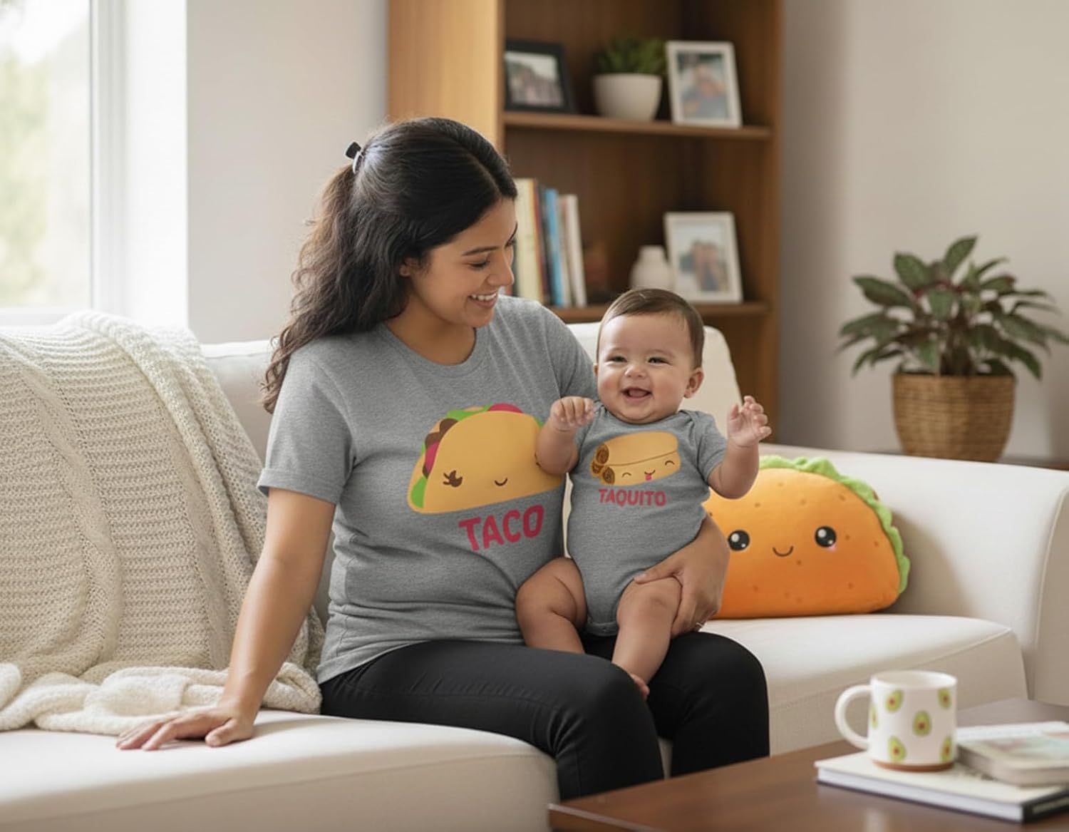 Tstars Taco & Taquito Mommy and Me Matching Shirts, Funny Mom and Baby Gift for Baby Shower or First Mother's Day