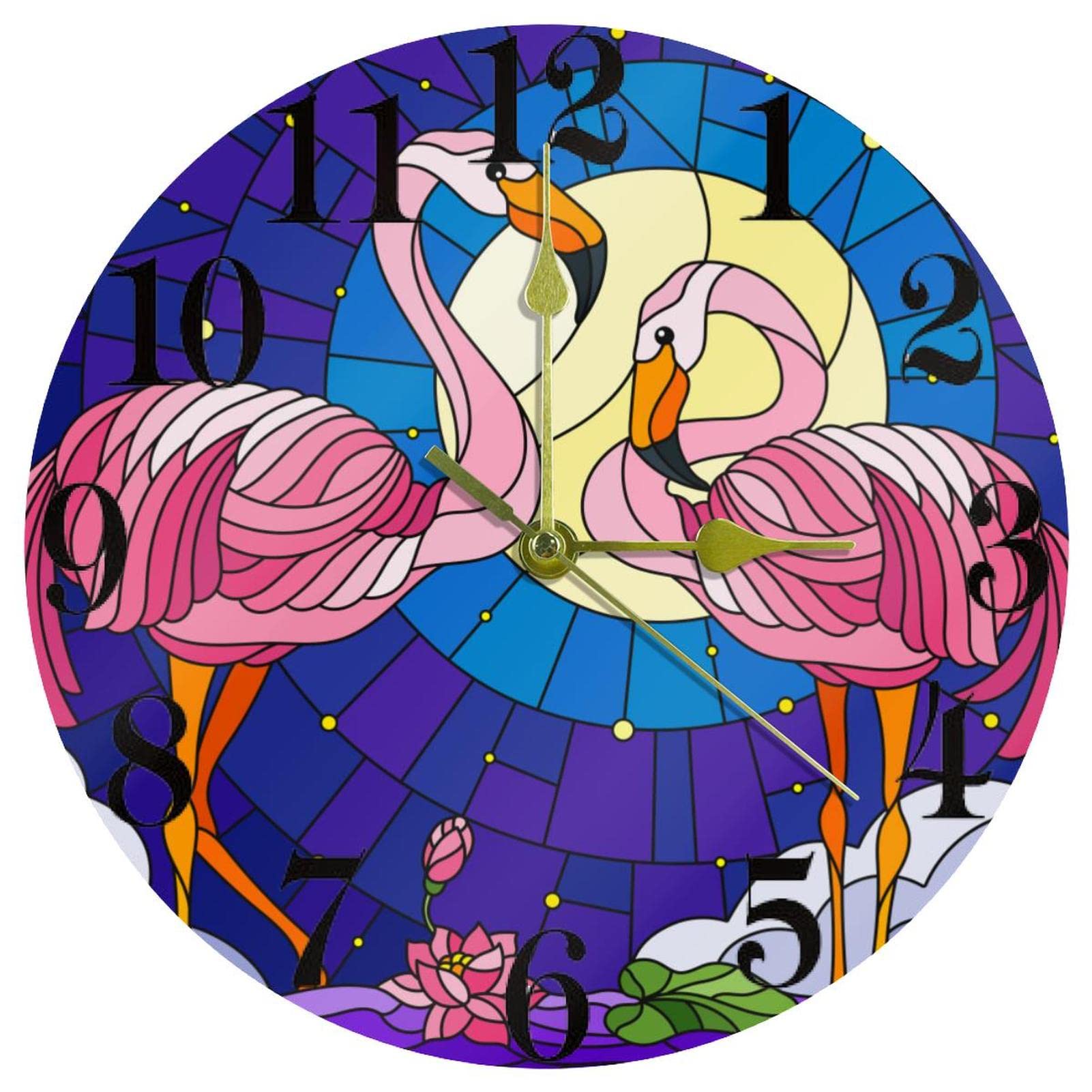Horloge murale vitrail flamant rose, le cadeau idéal pour la maison