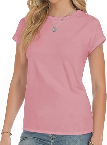 YOGINGO Short Sleeve Shirts for Women Crew Neck Tee - Fashion Summer Spring Cap 