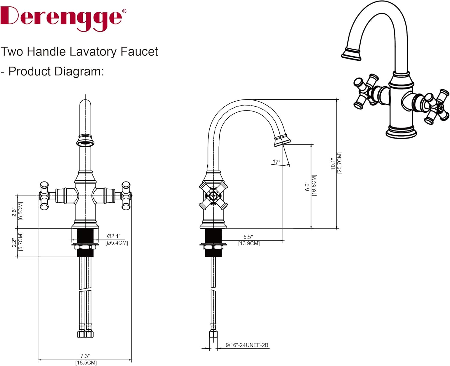 Brushed Gold Bathroom Sink Faucet,2 Handle Single Hole Vanity Bathroom Faucet,Swivel 360 Degree Spout Faucet,with Water Supply Line,BTF-2018-CS