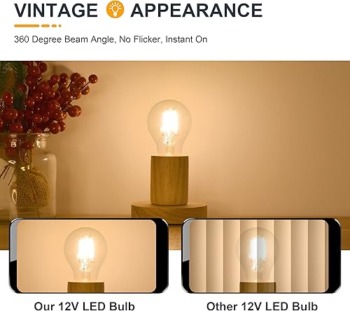 Miniatura 3 de Paquete de 2 bombillas LED de 12 voltios A19 de bajo voltaje Edison de 4 W 400 lm E26 2700 K blanco cálido, 40 vatios equivalente a incandescente RV