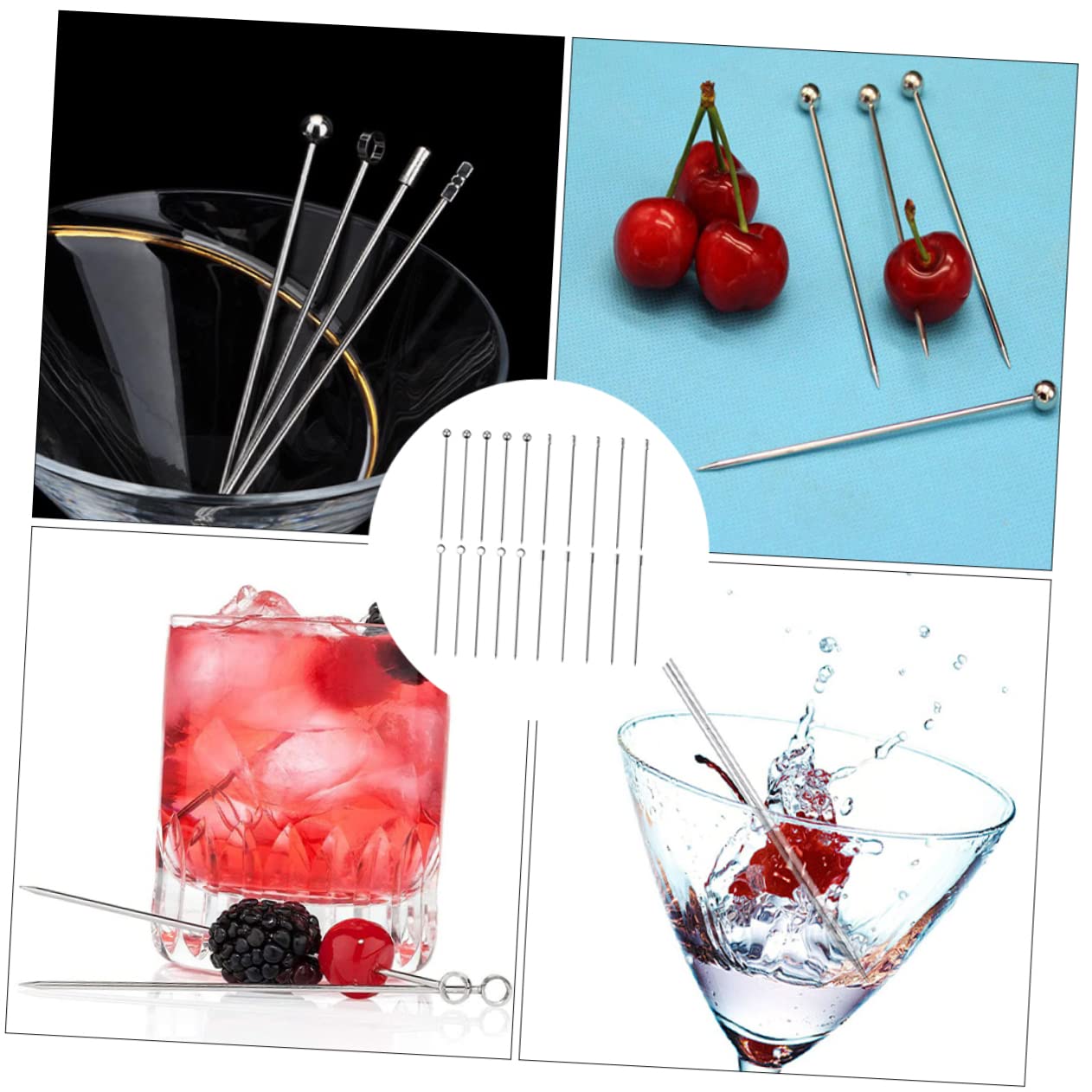 Cabilock 3 Ensembles Signe De Décoration De Cocktails Inoxydable Glacé Paille pour Margarita À Cocktail Sélectionne Brochettes D'olives Garnir 20 Pièces * 3