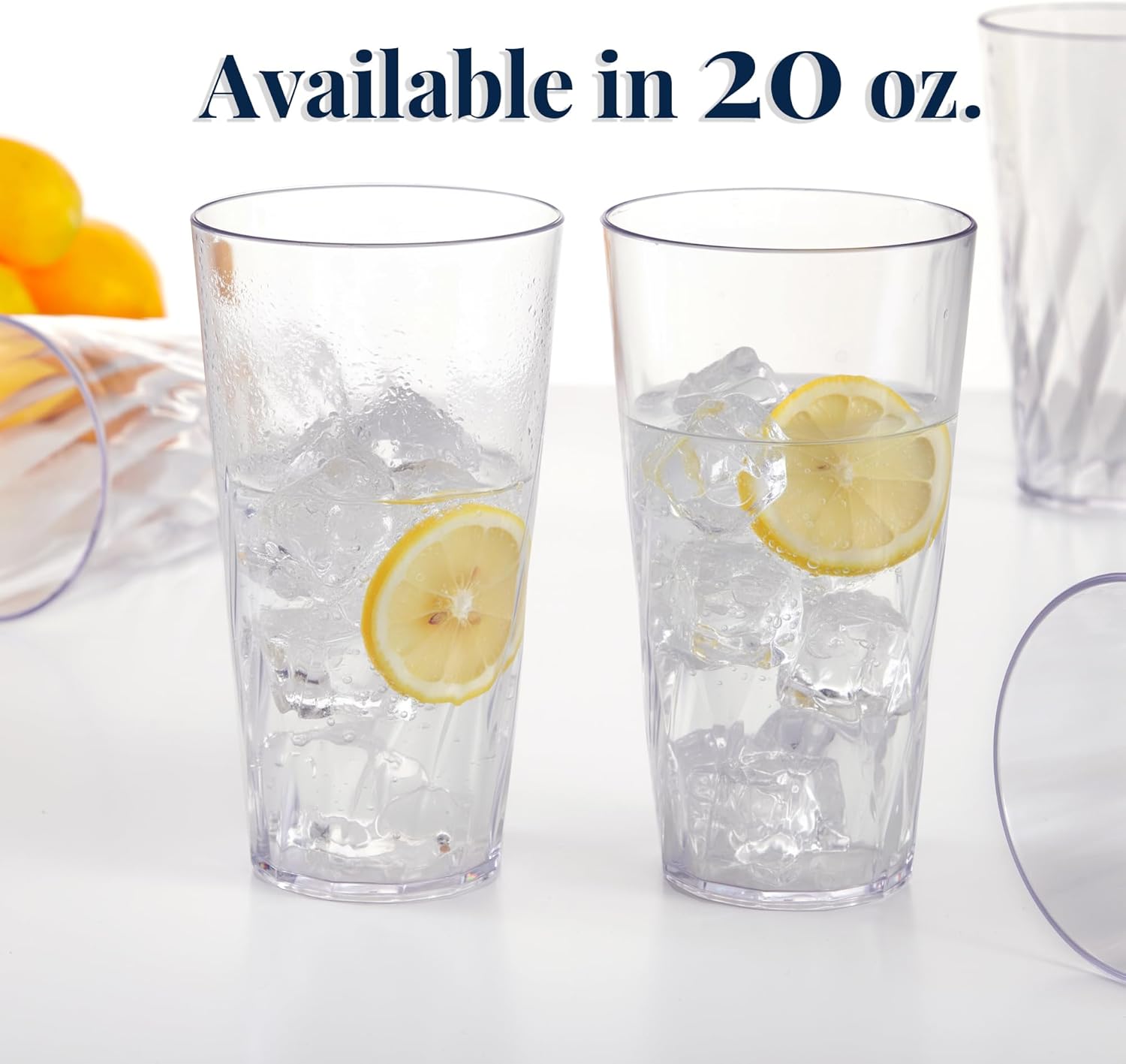 US Acrylic Palmetto [Set of 16] 20 ounce Plastic Stackable Water Tumblers in Clear, Lightweight Value Set of Drinking Cups, Reusable, BPA-free, Made in the USA, Top-rack Dishwasher Safe - Image 6