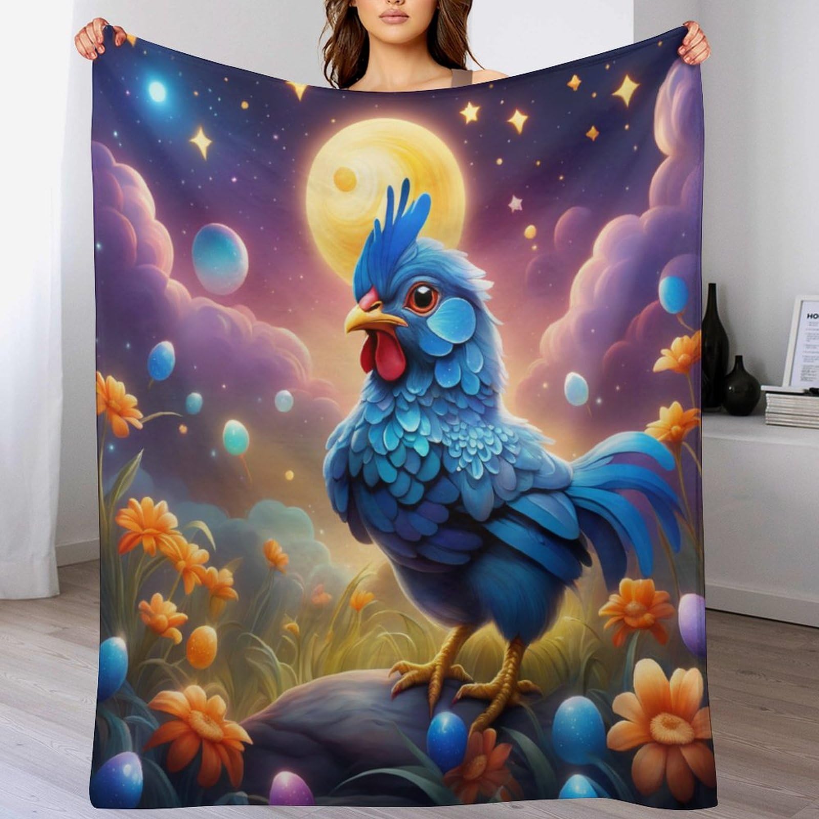 Couverture poulet mignon en flannel polaire douce et moelleuse pour toute la famille
