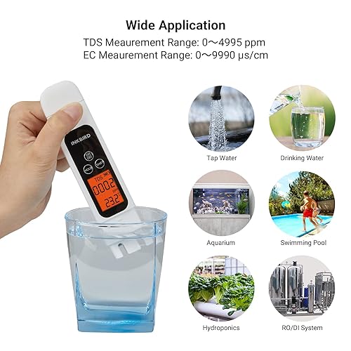 Miniatura 7 de INKBIRD Medidor TDS de agua 3 en 1 Probador digital de calidad del agua (TDS, EC y temperatura), función de bloqueo de datos, lectura instantánea