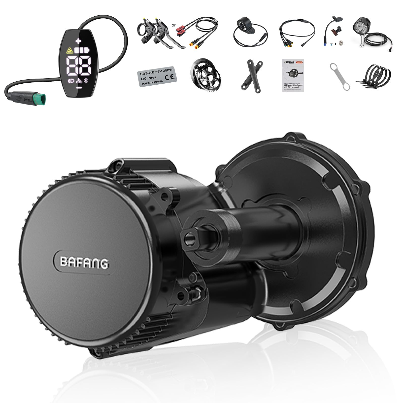 48V 750W Mid Drive Kit - BBS02B CAN Bus Electric Bike Conversion Kit with Display Ebike Conversion Kit Mid Drive Motor with 44T Chainwheel for Mountain Bike Road Bicycle