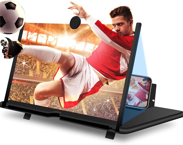 16" Screen Magnifier 3D HD Phone Amplifier Anti- Radiation Eye Protective with Portable Folding Stand Holder,Magnifying Screen Enlarger Zooms 4-6 Times for Movie lover, gifts for All SmartPhone(Black)