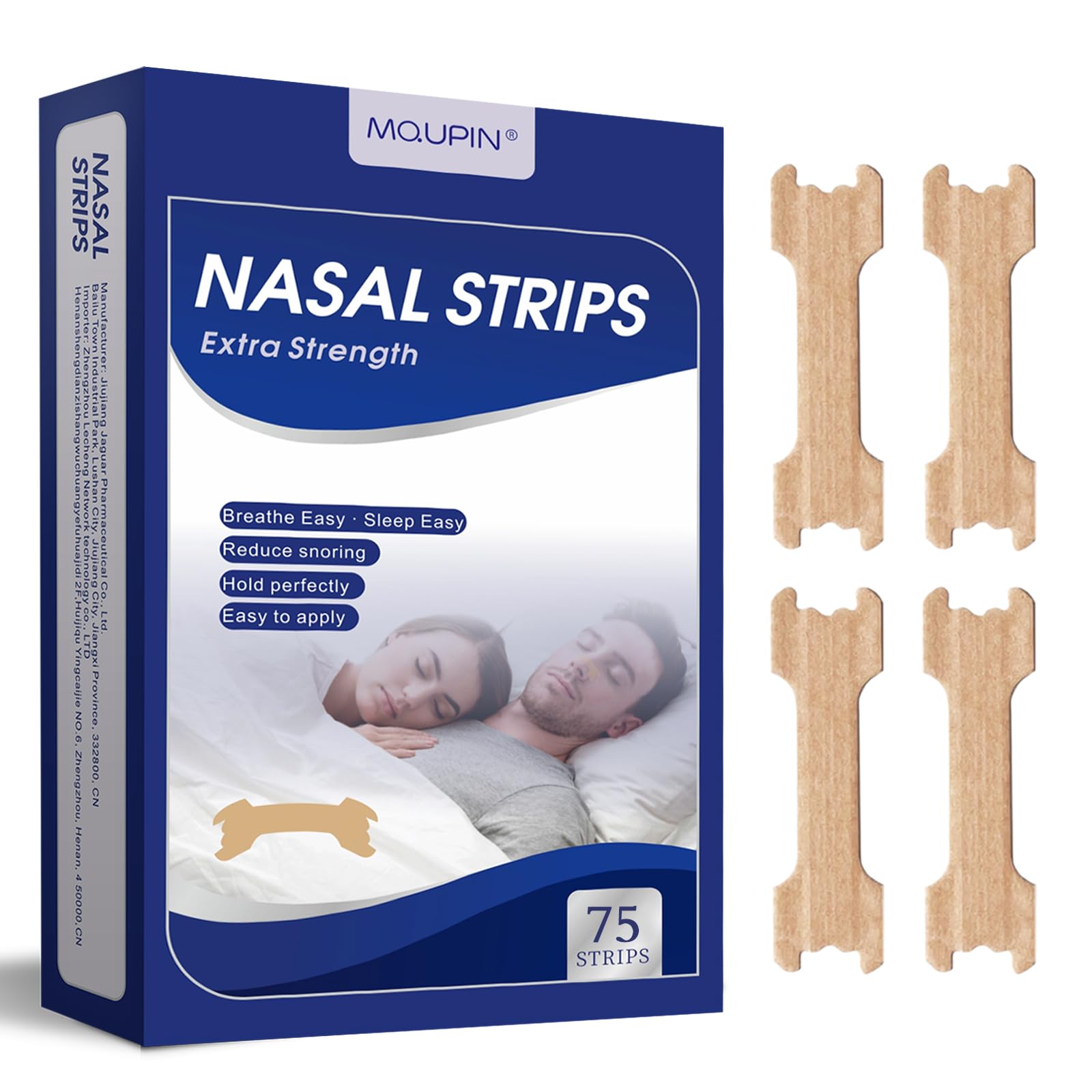 MQUPIN 75 Counts Nasal Strips Upgraded Nasal Strips for Snoring Safe Long Effect Reduction Snoring Breathe Nose Strips
