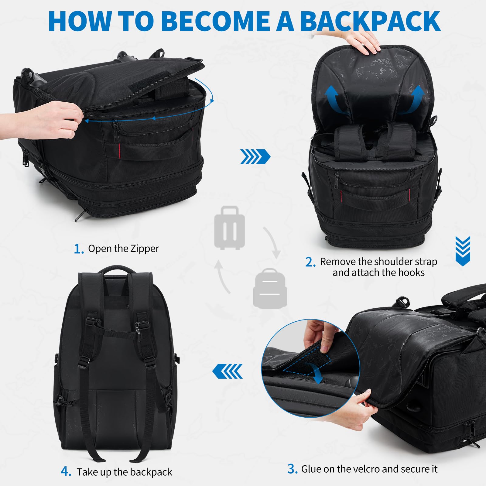 OIWAS Mochila con ruedas para laptop, mochila con ruedas, mochilas de viaje con ruedas, mochilas para laptop de 15.6 pulgadas, negro a, 17", Clásico