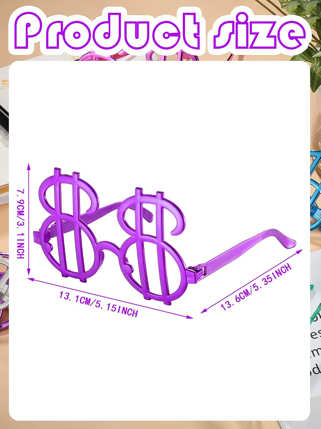 Geyoga 12 Pairs Dollar Sign Sunglasses Money Glasses Photobooth Eyewear Costume Decoration for Cosplay Party Props