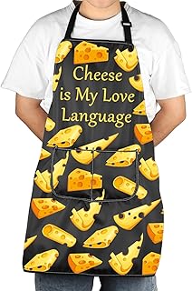 JXGZSO Funny Cheese Lover Gift Cheese is My Love Language Cheese Apron With Pocket Cheese Baking Gift Cooking Chef Apron