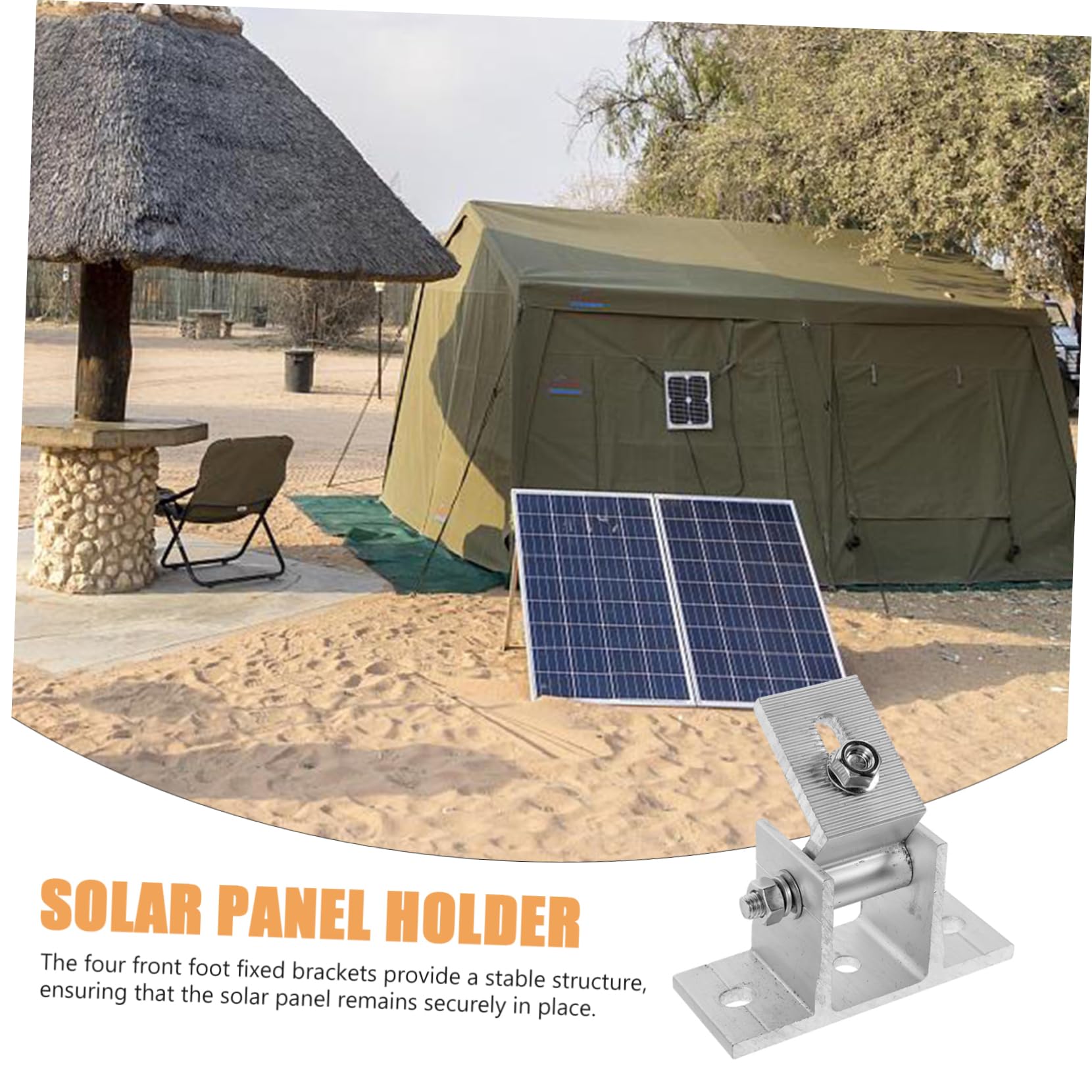 Supporto di Montaggio per Pannello Solare Struttura Stabile e Resistente alla Ruggine e Viti per Legno in Lega di Alluminio Inclinazione Regolabile 4 Pezzi Pad in Gomma