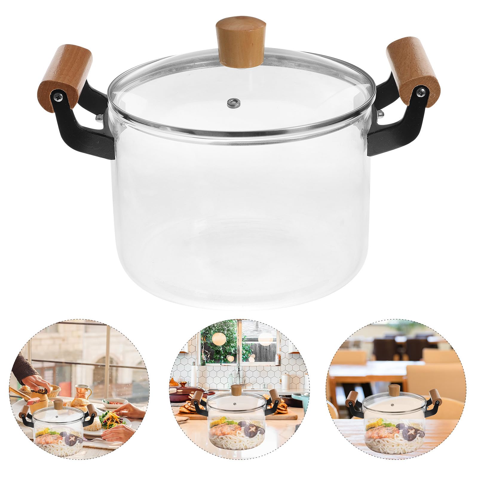 Sosoport Pentola di Vetro Borosilicato 3, 5 con Doppio Manico