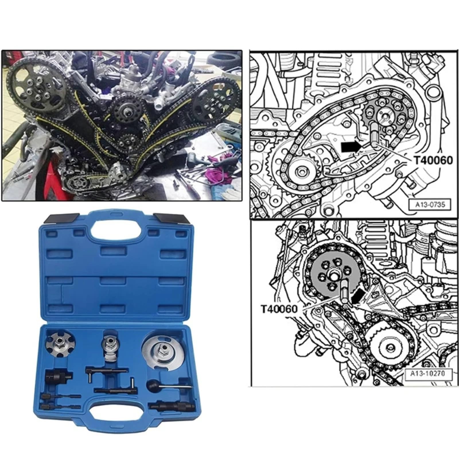 Kit de Calage Distribution Compatible Avec VW Pour Touareg Pour Phaeton 2.7 3.0 Pour TDI Pour TDI CR Kit D'outils Calage D'arbre À Cames Moteur, Kit Verrouillage D'outils De Calage Moteur