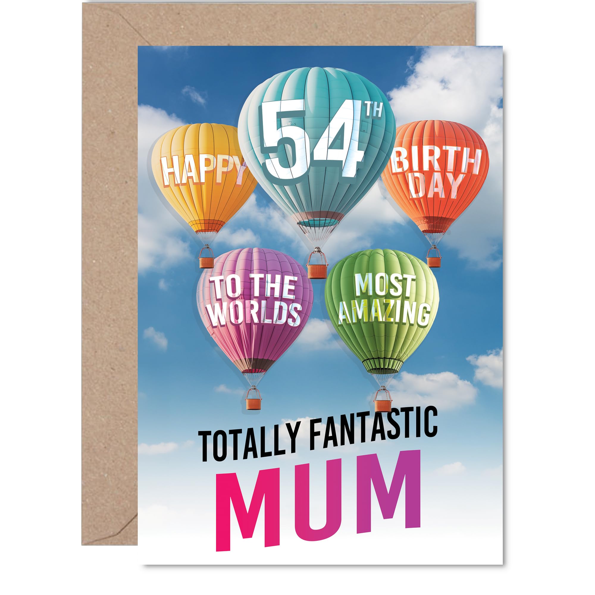Mum 54th Birthday Card, Most Amazing Hot Air Balloon