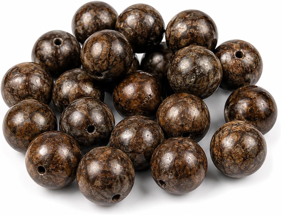 Perlin Bronzite Gemstone Round Beads Bronzite Semi-Precious Gemstones Jewellery Beads Brown Natural Stone for DIY Crafts Making Necklace Bracelet Earrings Accessories (8 mm - 15 Pcs) image 3