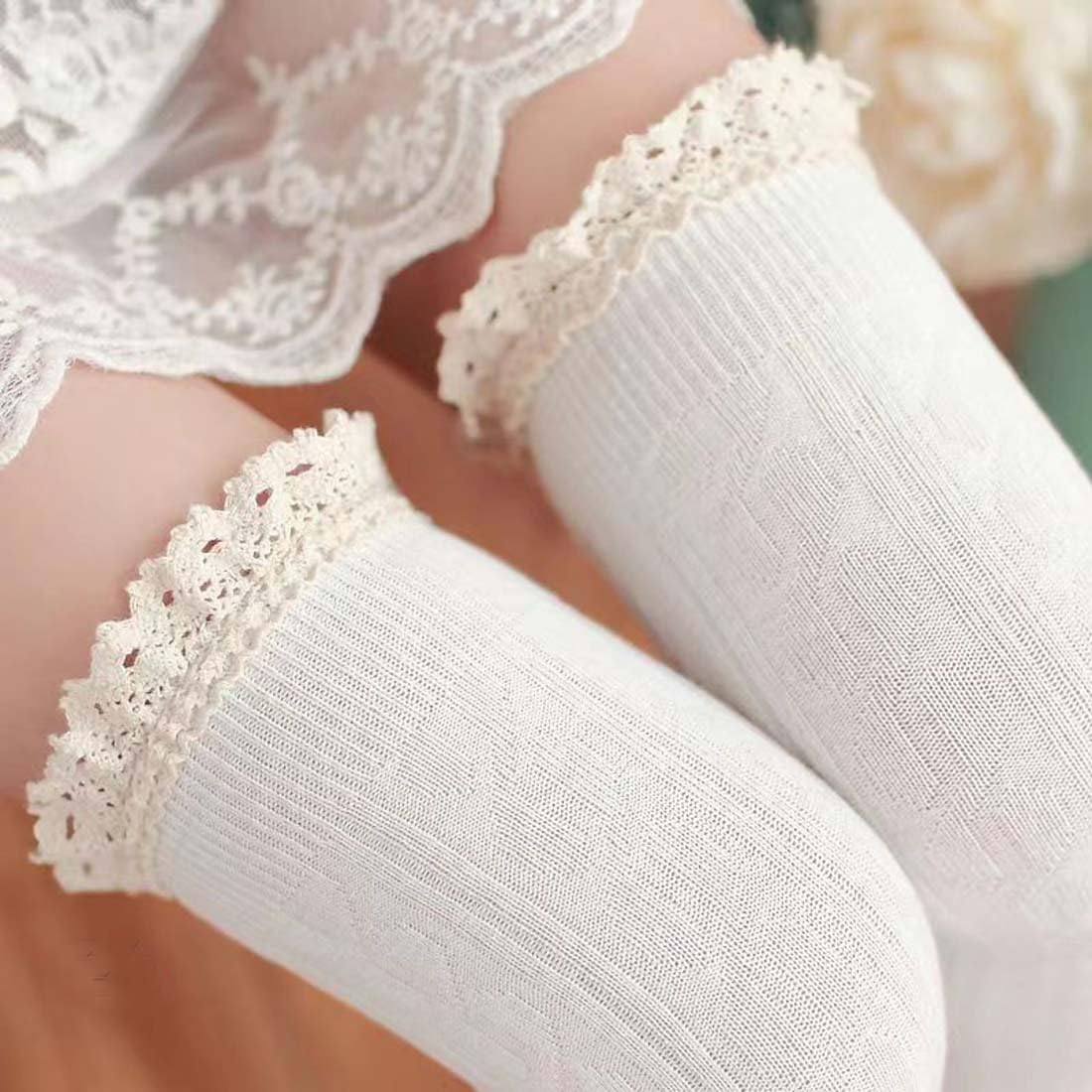 Women Extra Long Socks with Lace Trim Over Knee Thigh High Sock Knit Leg Warmers Halloween Costume Stocking Sock04 - Image 5