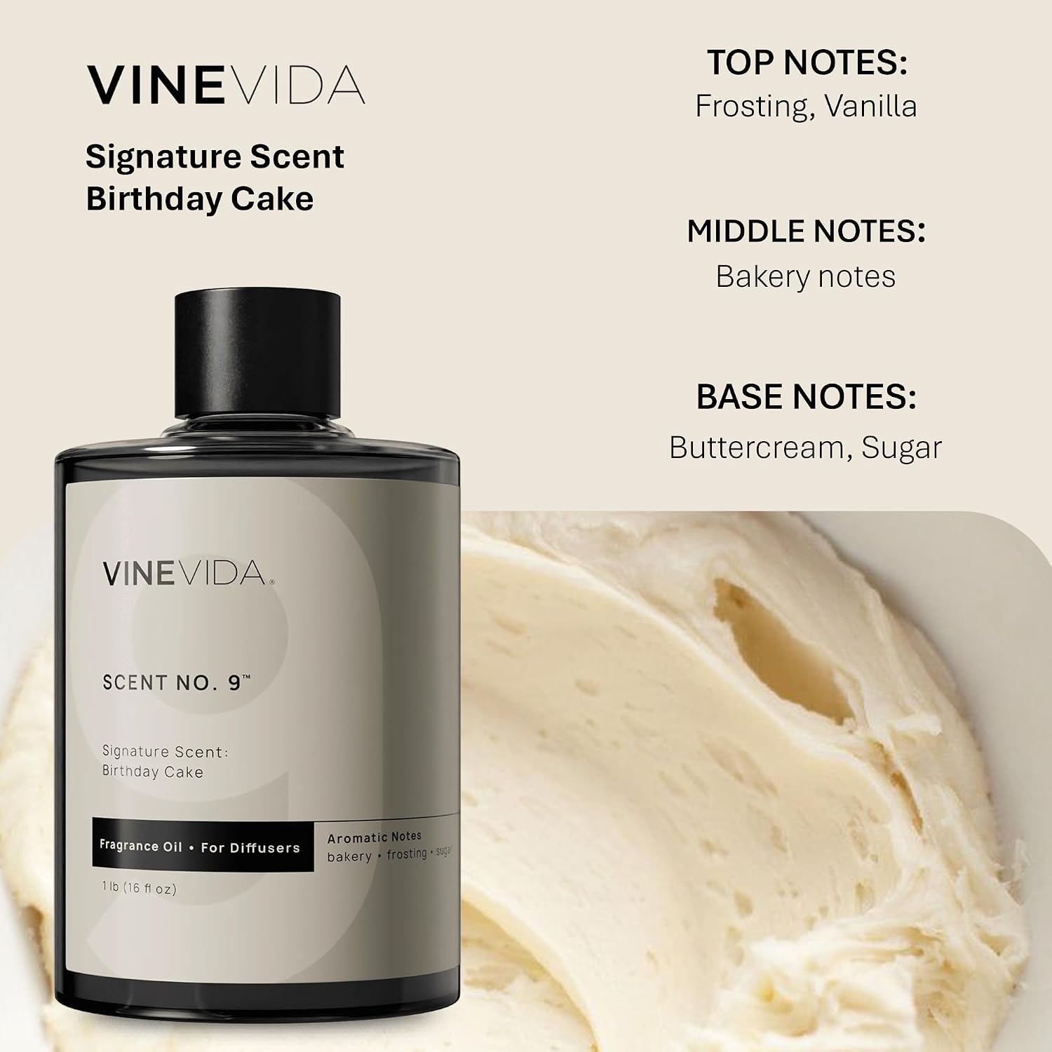 VINEVIDA [16 Fl Oz] Birthday Cake Fragrance Oil for Cold Air Diffusers, Essential Oils for Diffuser Oil Refill & Air Freshener Room Spray