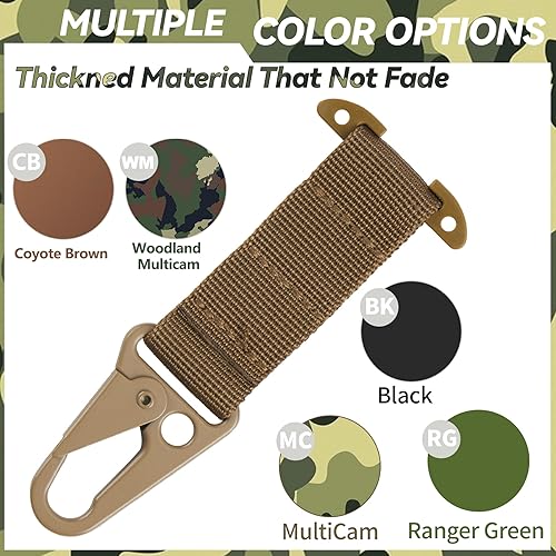 Miniatura 9 de Tactical Belt Clip T-Mount Molle Clip Molle Bag Clip Tactical Clash Hook Hanging Carabiner, MOLLE Webbing Belt Clip with Metal Hook for Tactical