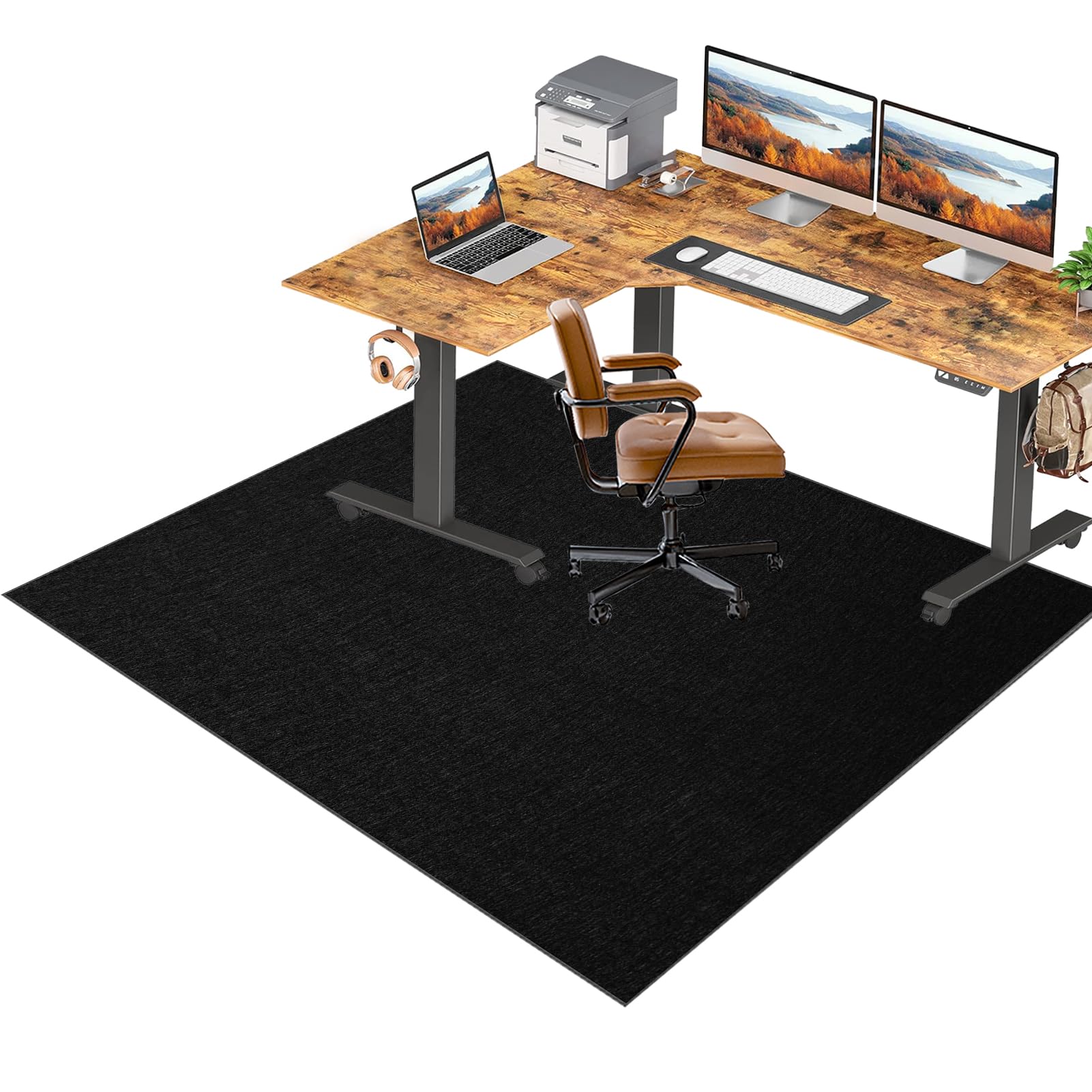 RxiBeFuw Rectangular Office Chair Mat for Low and Medium Pile Carpets, Gaming Chair Mat for Hardwood Floor, Carpet Protector Chair Mat Large Anti-Slip Desk Chair Mat 60 x 70 cm