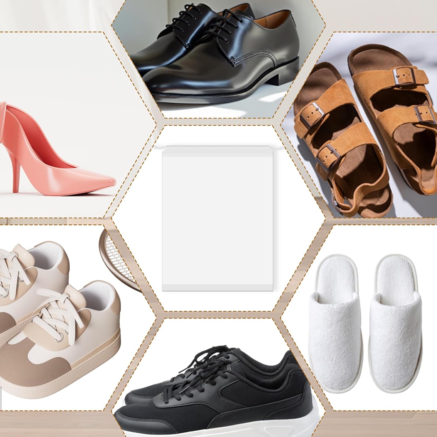 100 Pack Plastic Drawstring Bags Large Clear Shoe Bags for Storage Waterproof Dustproof Portable Shoe Storage with Rope for Packing,Men and Women, 15.7 x 11.8 inches - Image 6