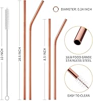 Vista 11 de Hiware - Paquete de 12 popotes reutilizables de acero inoxidable con estuche - Popotes largos para vasos de 30 onzas y 20 onzas, aptos