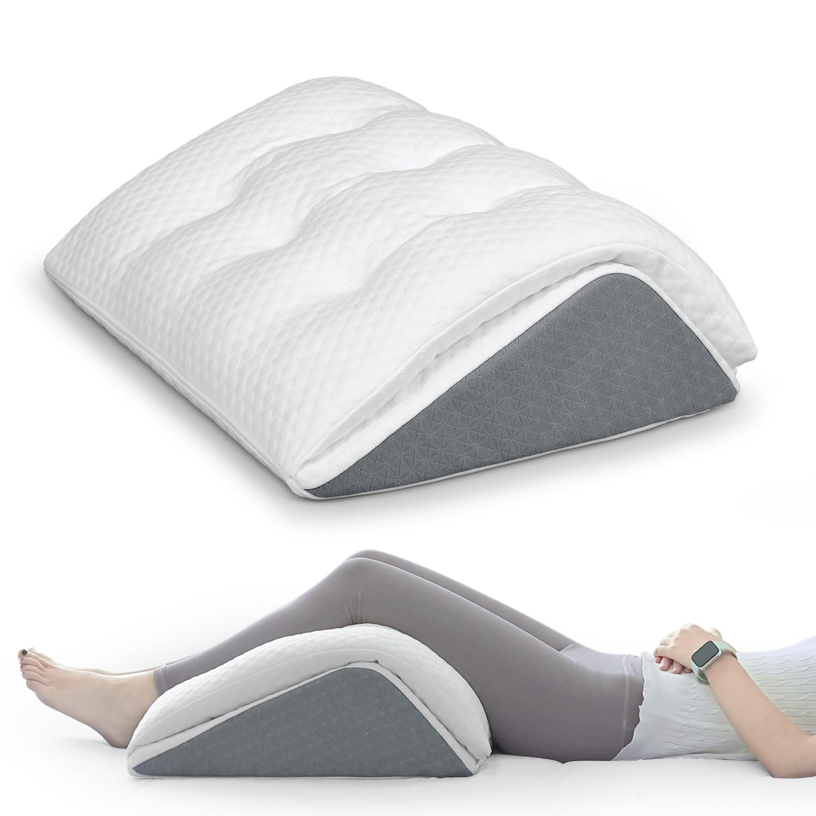 Shinnwa Memory Schaum Venenkissen, Umwandelbares Kniekissen zum Rückenschlafen, Dual-Layer Design Beinkissen für Beine nach der Operation, Kniestütze, Beinerhöhung