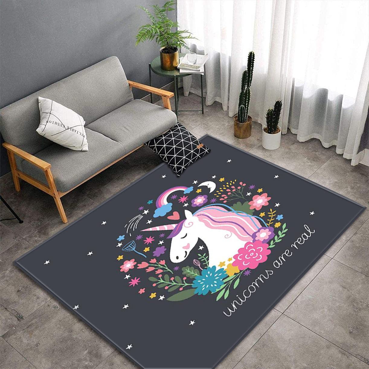 Alfombra de Sala 3D Galaxia Planeta Dinosaurio Unicornio Alfombra de Dormitorio Rug Decorativa de Franela Antideslizante de Fútbol de Tigre de la Jungla Para Niños Niñas (Multi 2,120x160 cm)