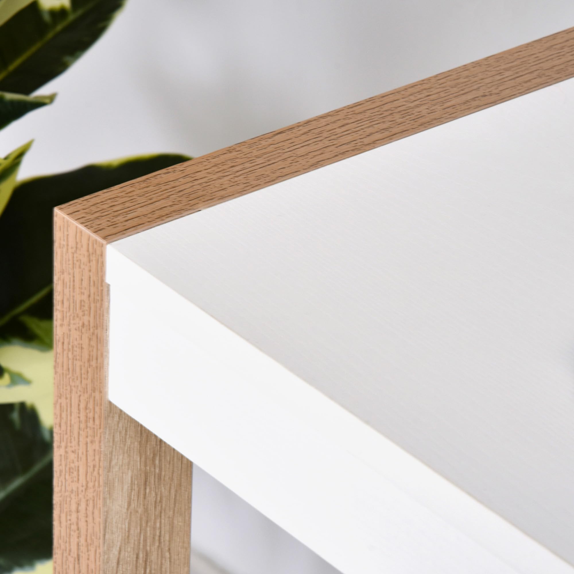 HOMCOM Mesa de Escritorio Mesa de Ordenador Cajón 112,5x50x75,5 cm Blanco