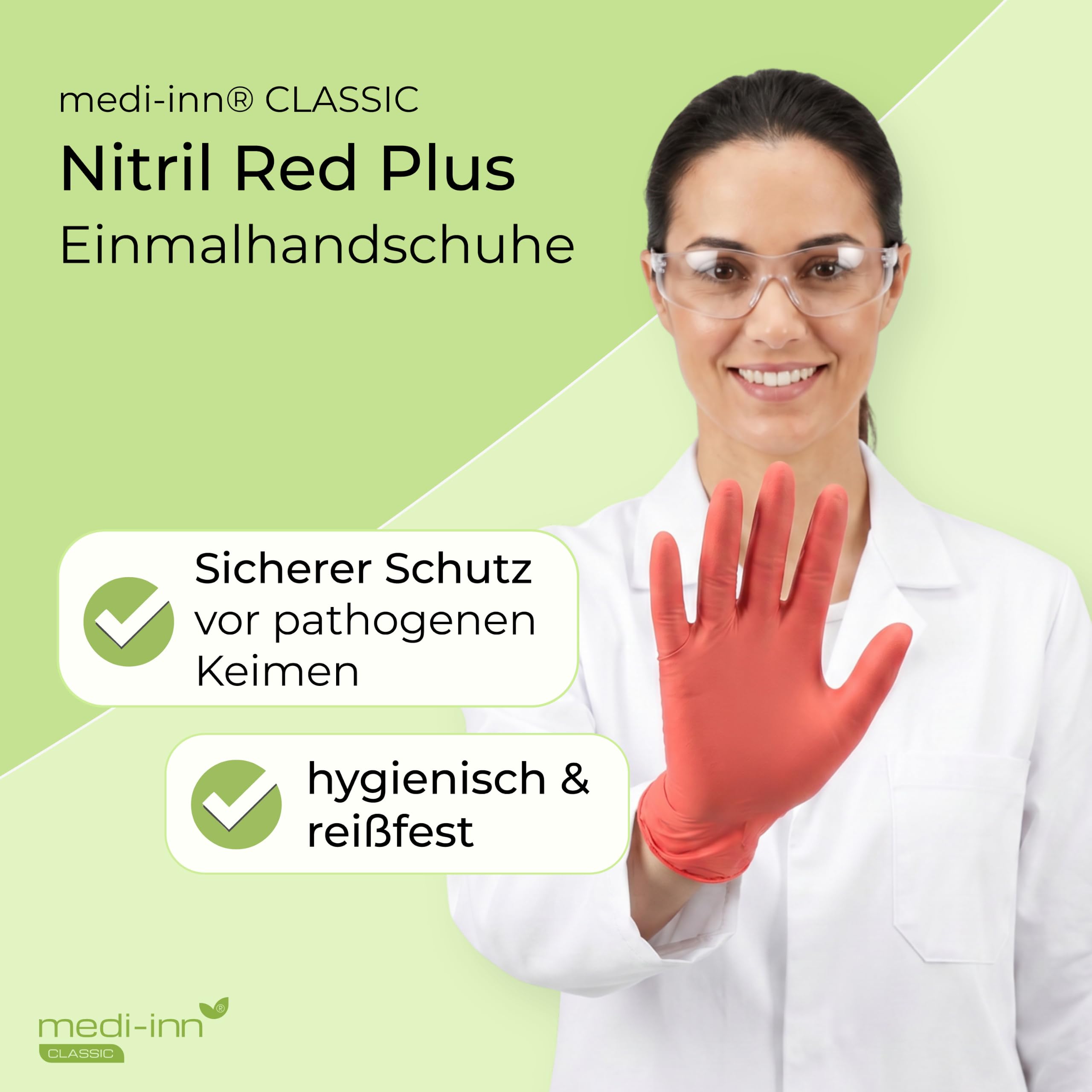 Medi-Inn Nitril Red Plus Einmalhandschuhe, rot, puderfrei (Gr. L, 10 x 100 = 1000 Stück)