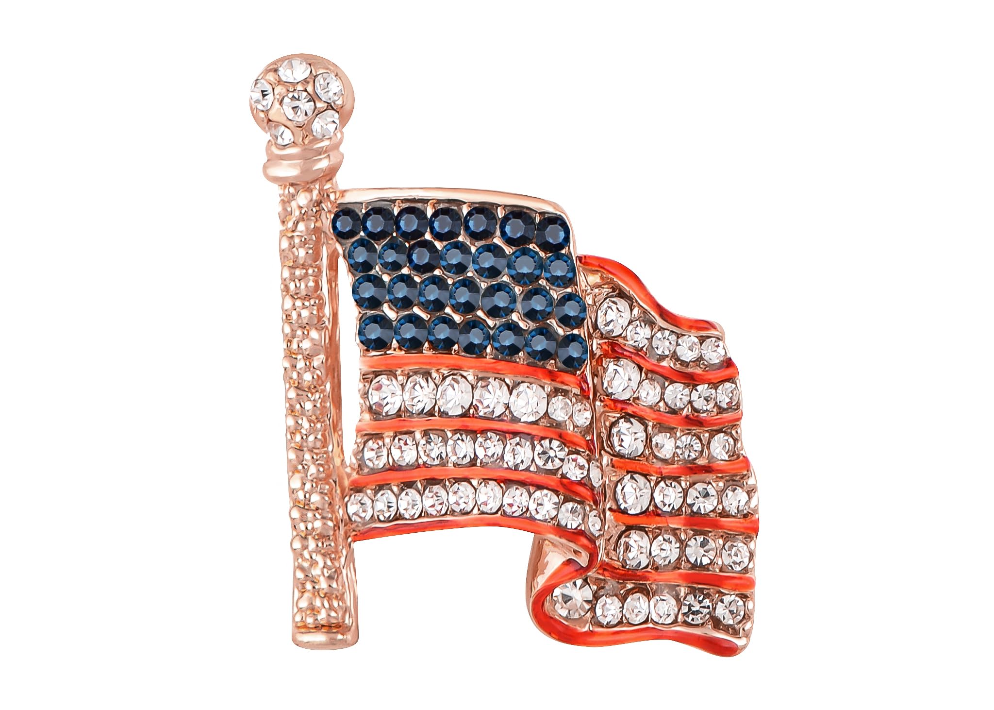 Alilang Silver Tone Crystal Rhinestone 4th of July American USA Flag Patriotic Pin Brooch