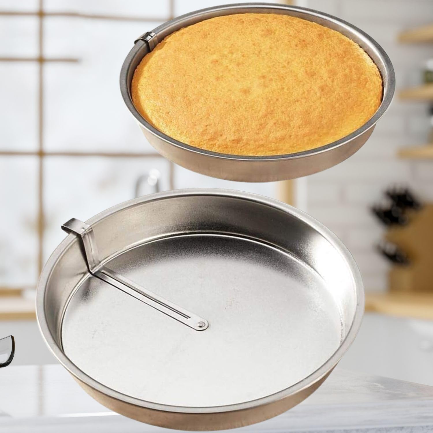 2er-Set Runde Kuchenformen (23 cm Durchmesser), Antihaftbeschichtet, Für Zweistöckige Kuchen, Robust, Spülmaschinenfest Und Leicht Zu Lösen 3PC