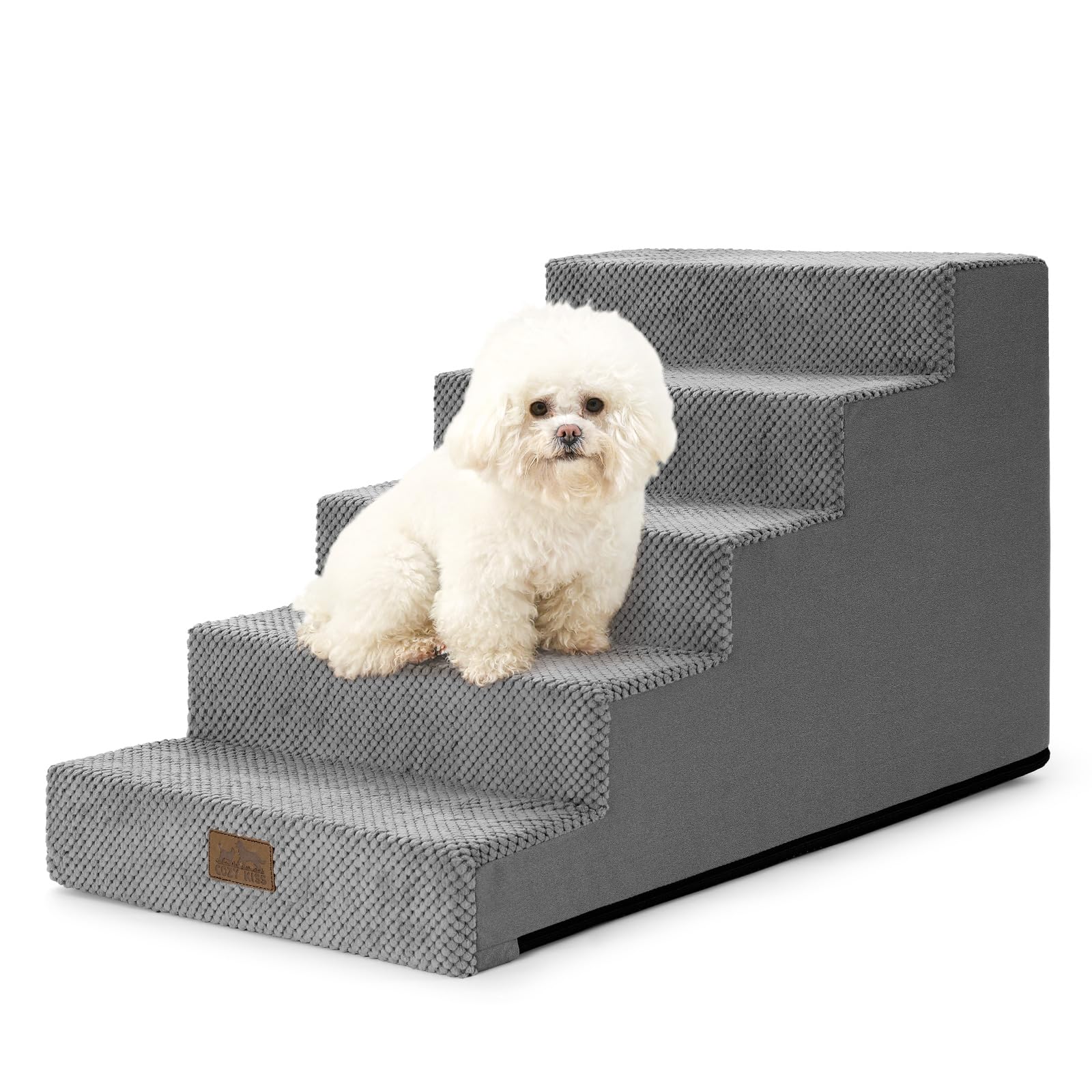 COZY KISS Dog Stairs for Small Dogs, 5 Step Pet Stairs for Beds &amp; Couches
