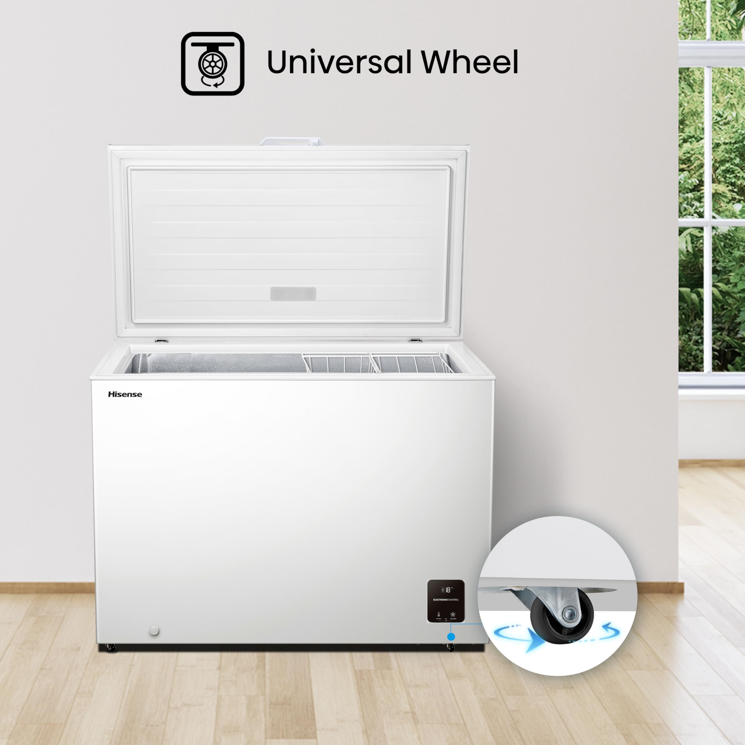 Hisense FC386D4AWLE 297Litres Freestanding Chest Freezer, 4 Star Freezer Rating, E Rated in White — view 11