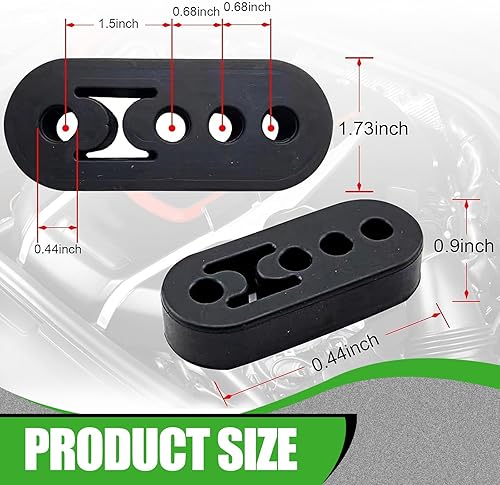Miniatura 2 de Flygun 2 ganchos para tubo de escape de automóvil, 4.25 x 1.73 x 0.9 pulgadas, silenciador de escape ajustable de cuatro agujeros, colgador de