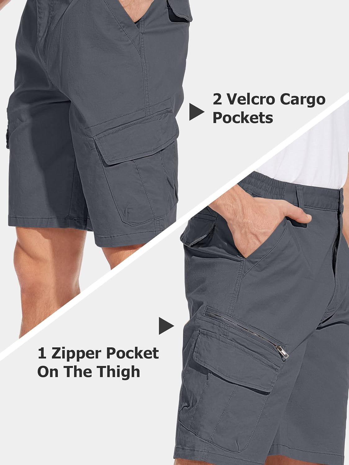 TACVASEN Men's Cargo Short 7 Pockets Comfortable Cotton Elastic Waist Causal Work Shorts - Image 3