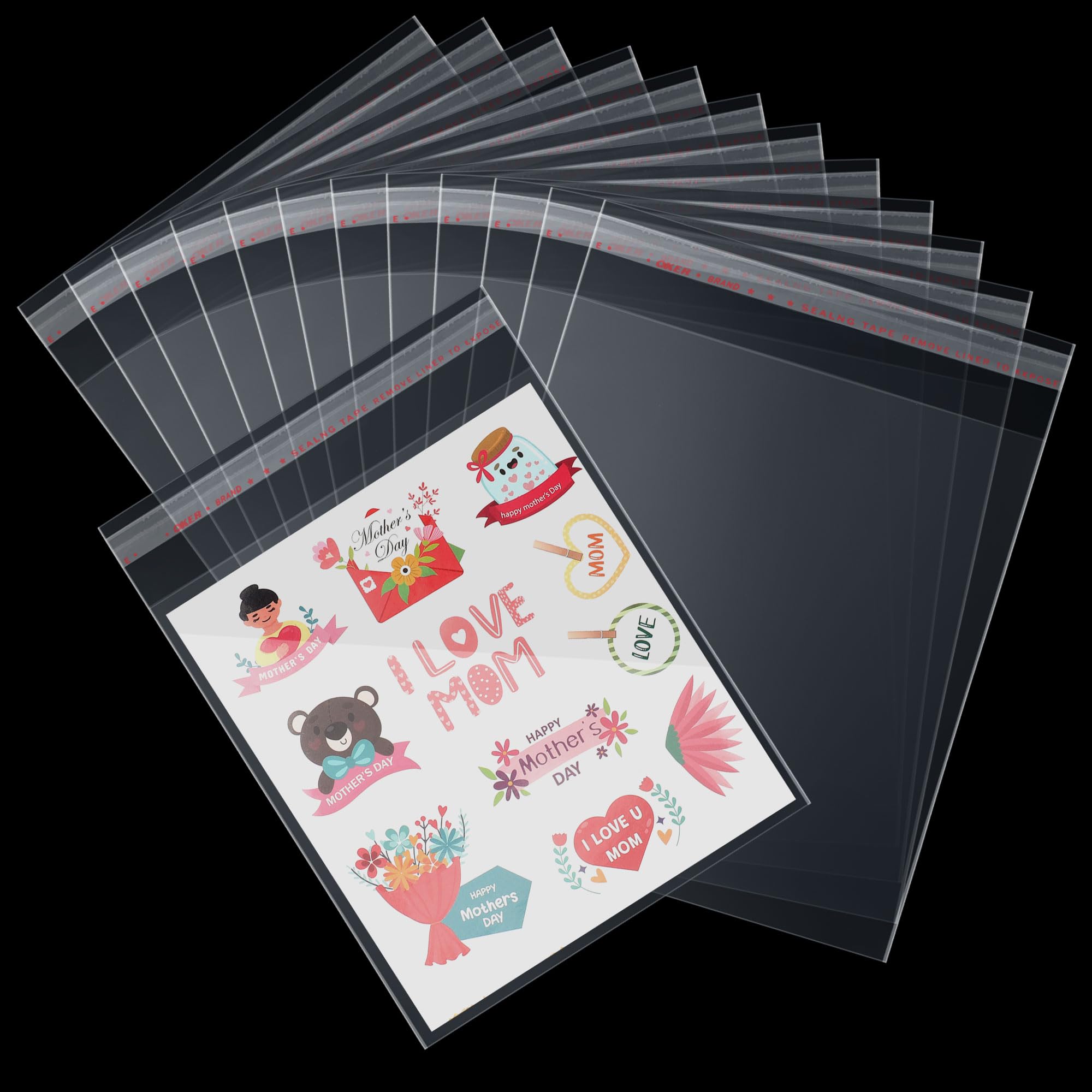 Cidenbio 200 Pcs Thickened Self Sealing Cellophane Treat Bags 6x9 In, Clear Candy Cookie Bags for Gift Giving, 3.1 Mils Resealable Plastic Packaging