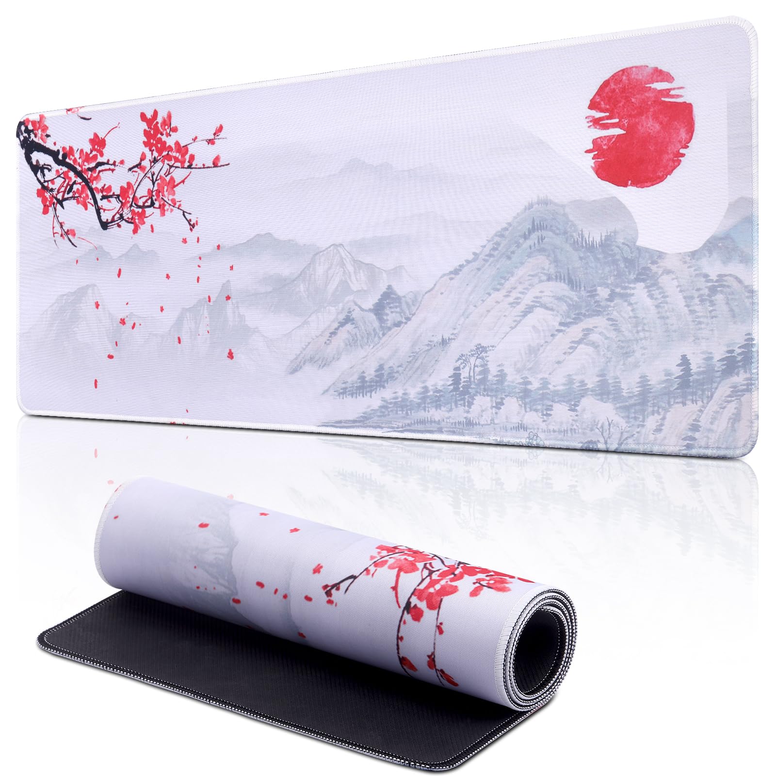 Alfombrilla de Ratón XXL, Grande Alfombrilla Escritorio 800 x 300 x 3 mm, Antideslizante Gaming Mouse Pad, Tapete Escritorio con Bordes Cosidos, Mousepad Compatible con Ratón Láser y Óptico