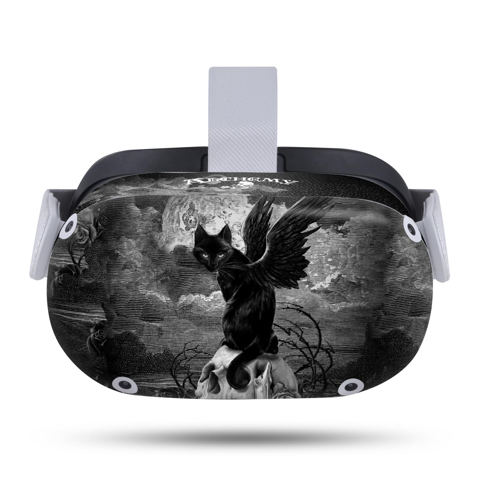 Head Case Designs Officially Licensed Alchemy Gothic Nine Lives of Poe Skull Cat Gothic Vinyl Sticker Skin Decal Cover Compatible with Meta Quest 2