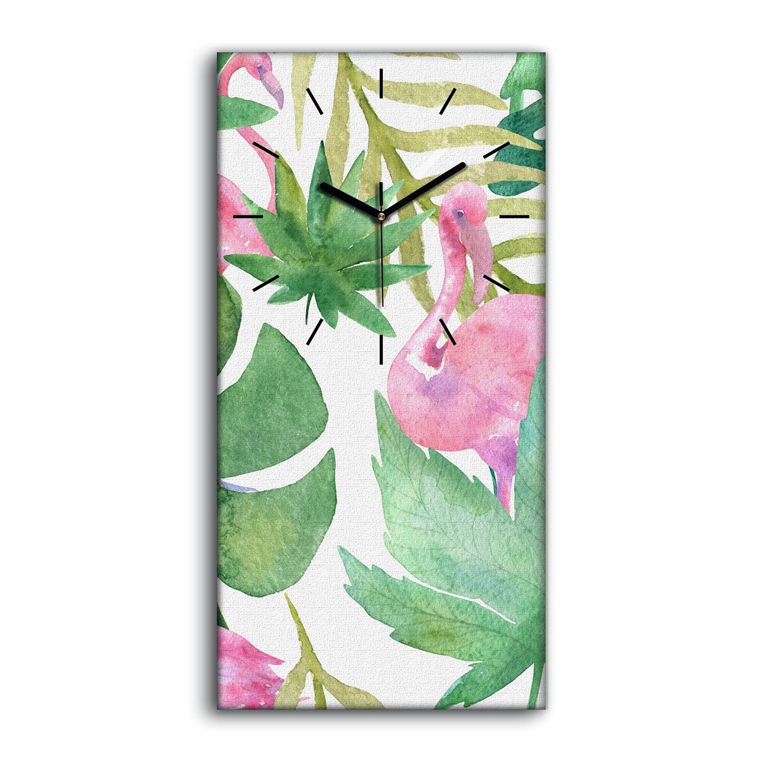 Horloge sur Toile Flamingo 30x60cm le cadeau de crémaillère idéal pour un salon