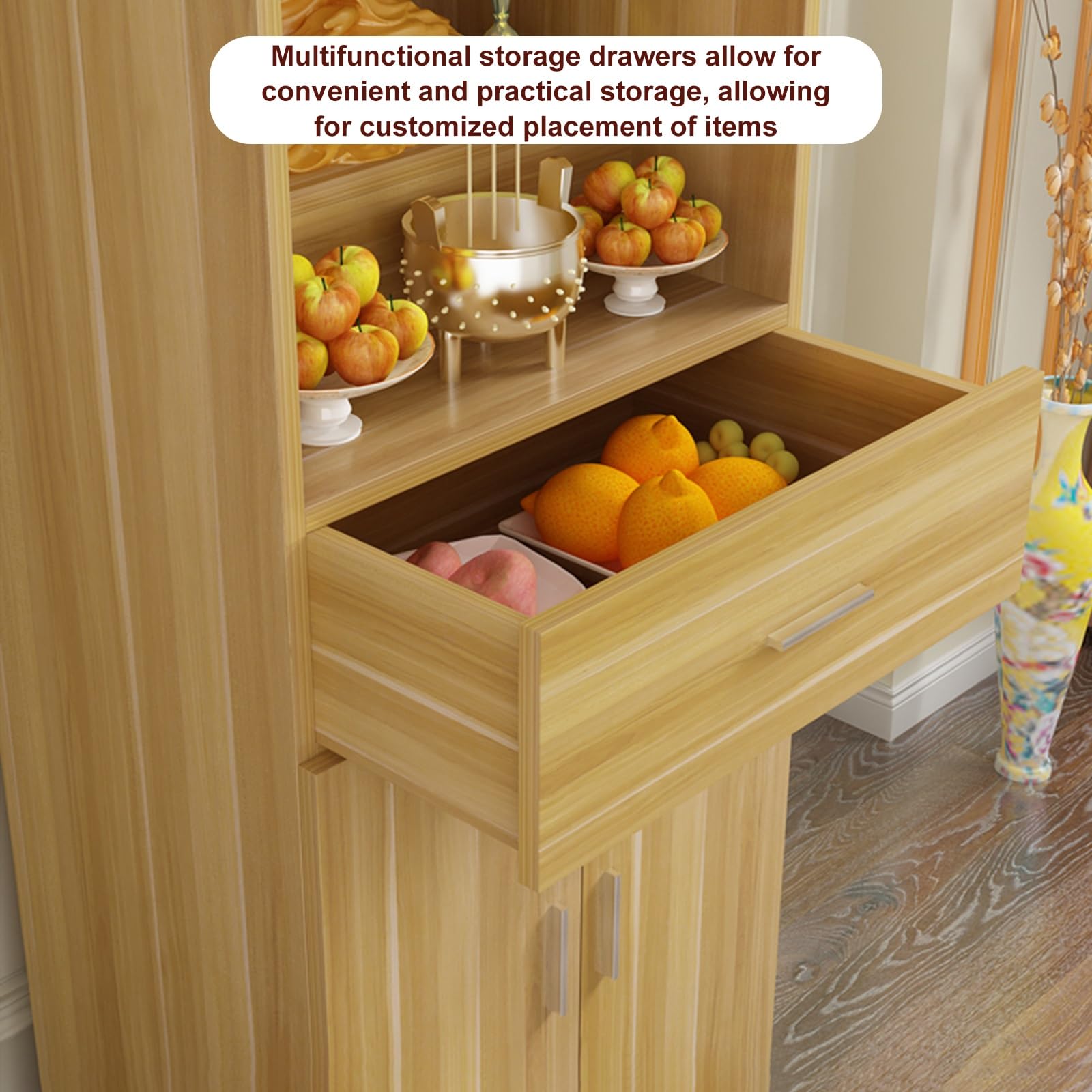 Mesa de meditación con Altar y Mueble de Almacenamiento, Pedestal Chino para ofrendas, Mesa de oración Budista, Ideal para Sala de Estar o Estudio (Blanco, 31,5 x 15,8 x 65,4 Pulgadas).