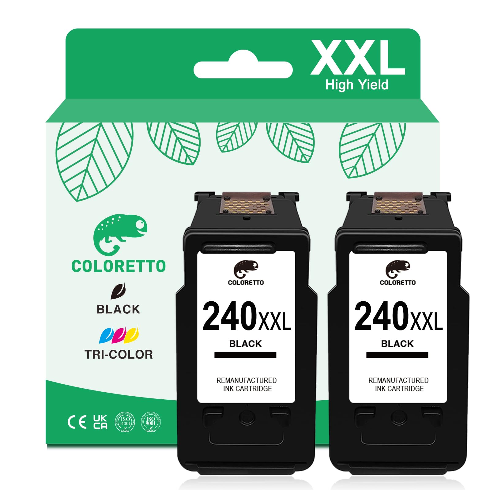COLORETTO 240XL Black Ink Cartridges Replacement for Canon 240xl Black Ink Cartridge, PG-240XL for Canon PIXMA MG3620 MG3600 TS5120 TS5100 MG3220