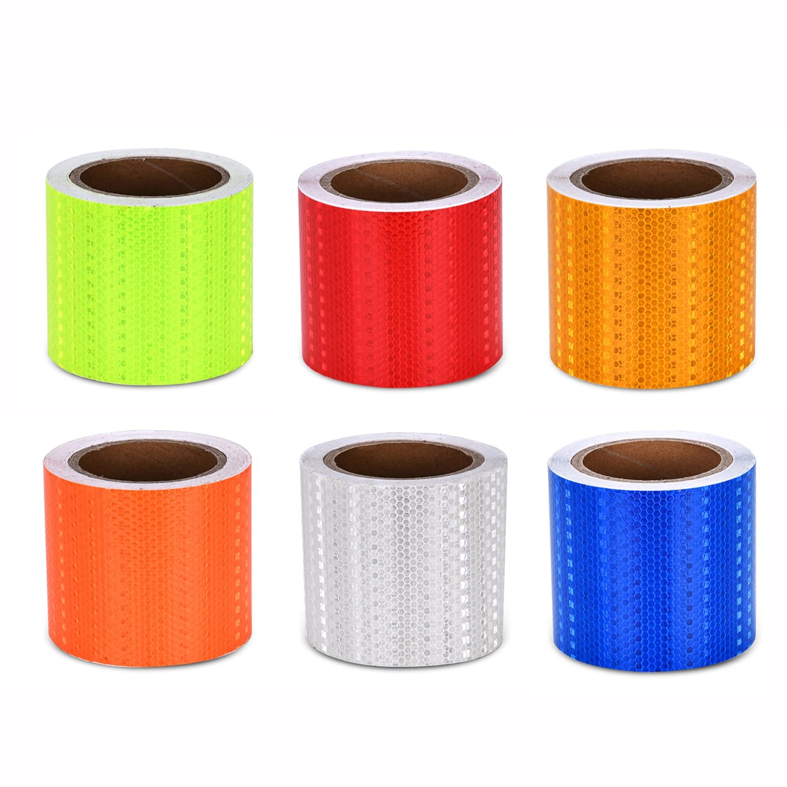 YIDAX 6 Rouleaux Ruban Réfléchissant Bande De Sécurité Nocturne, 10m x 10cm Chaque Rouleau, Ruban D'avertissement 6 Couleurs, Autocollants Réfléchissants Haute Visibilité pour Rappel De Sécurité