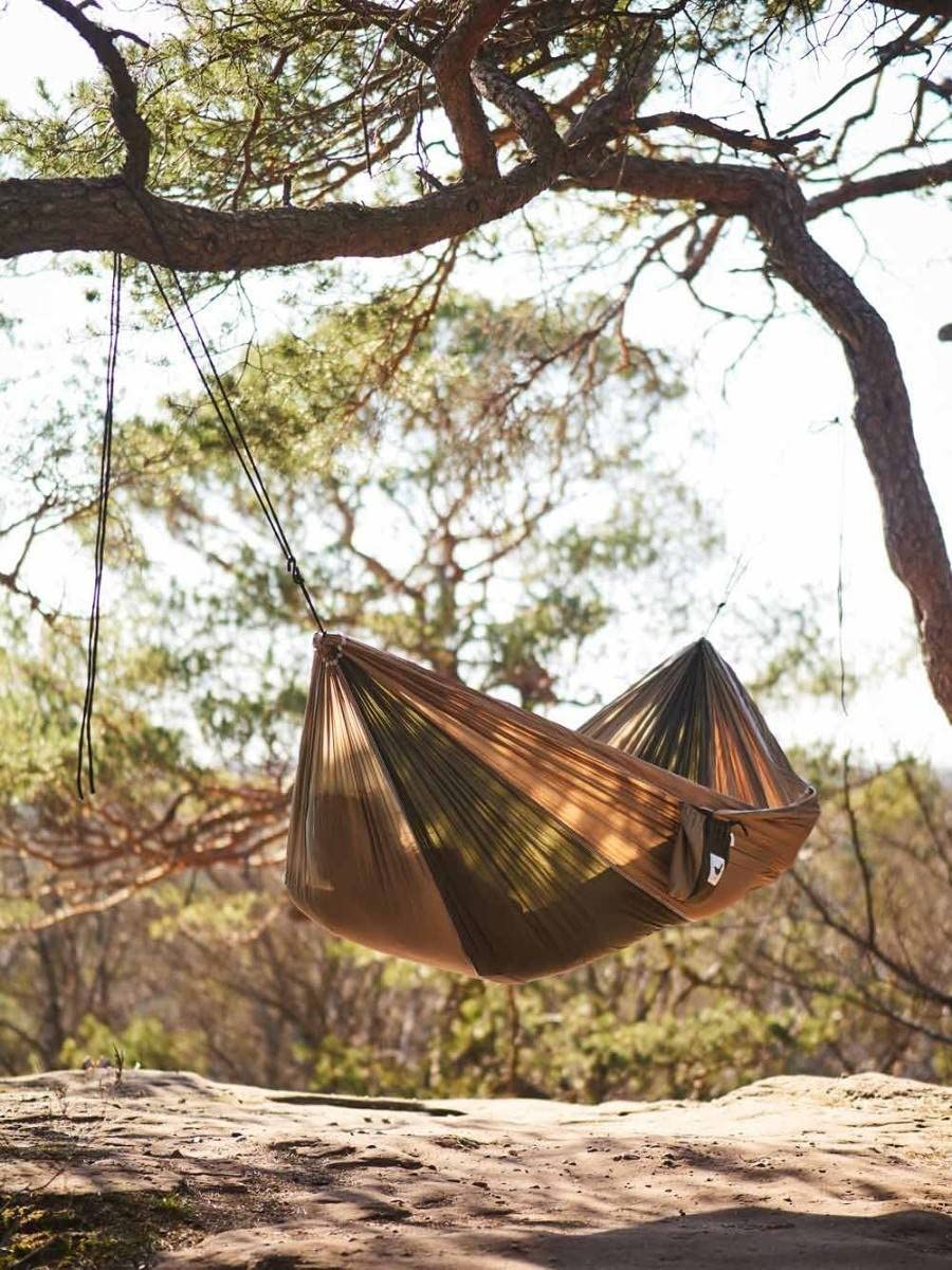 Doppelhängematte XXL Camouflage für 2 Personen - Hängematte aus Fallschirmstoff 180KG Belastbar Reisehängematte Hammock mit Tragetasche Outdoor Camping Travel - 290 x 210 cm
