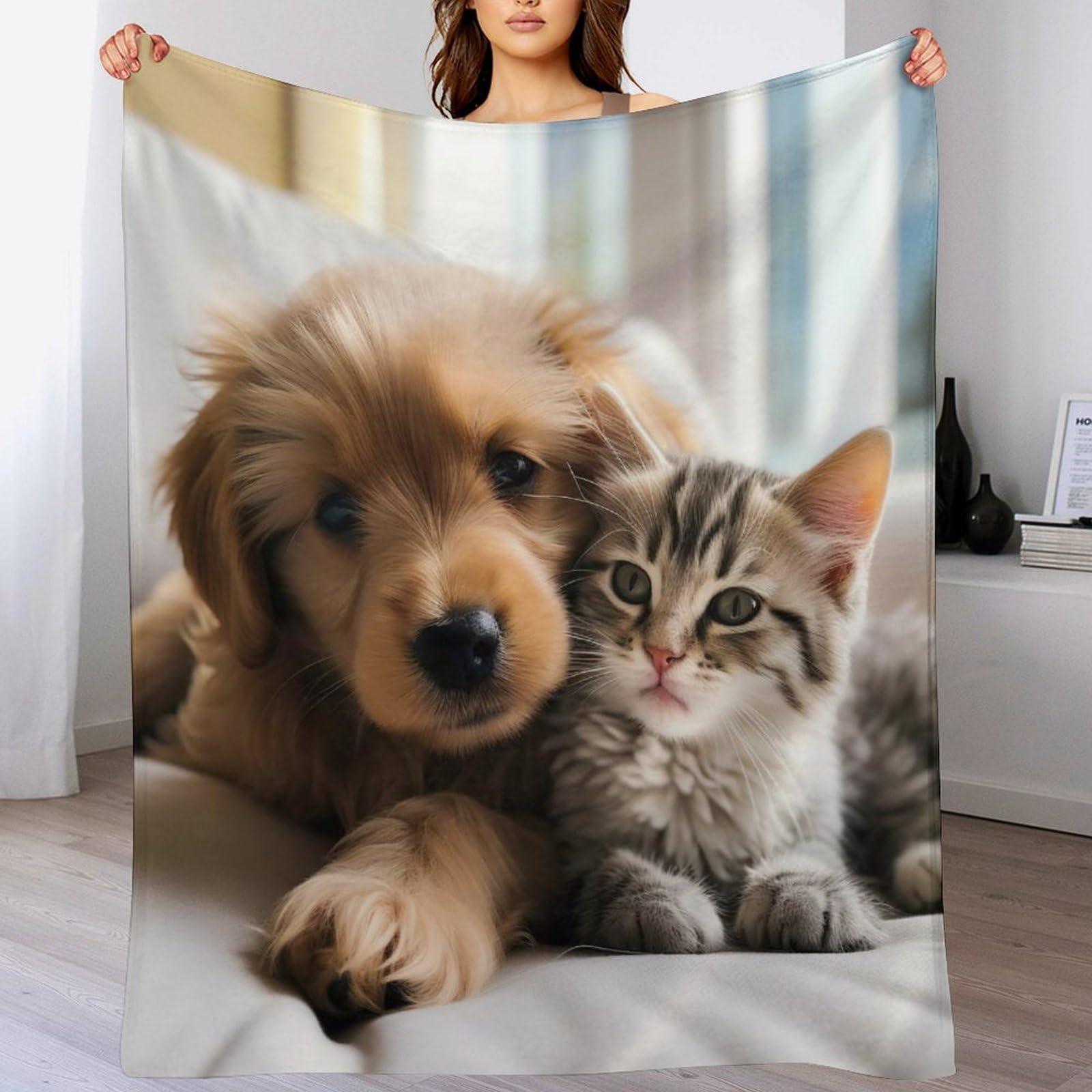 Couverture moelleuse chat en flannel supérieure : plaid duveteux toutes saisons