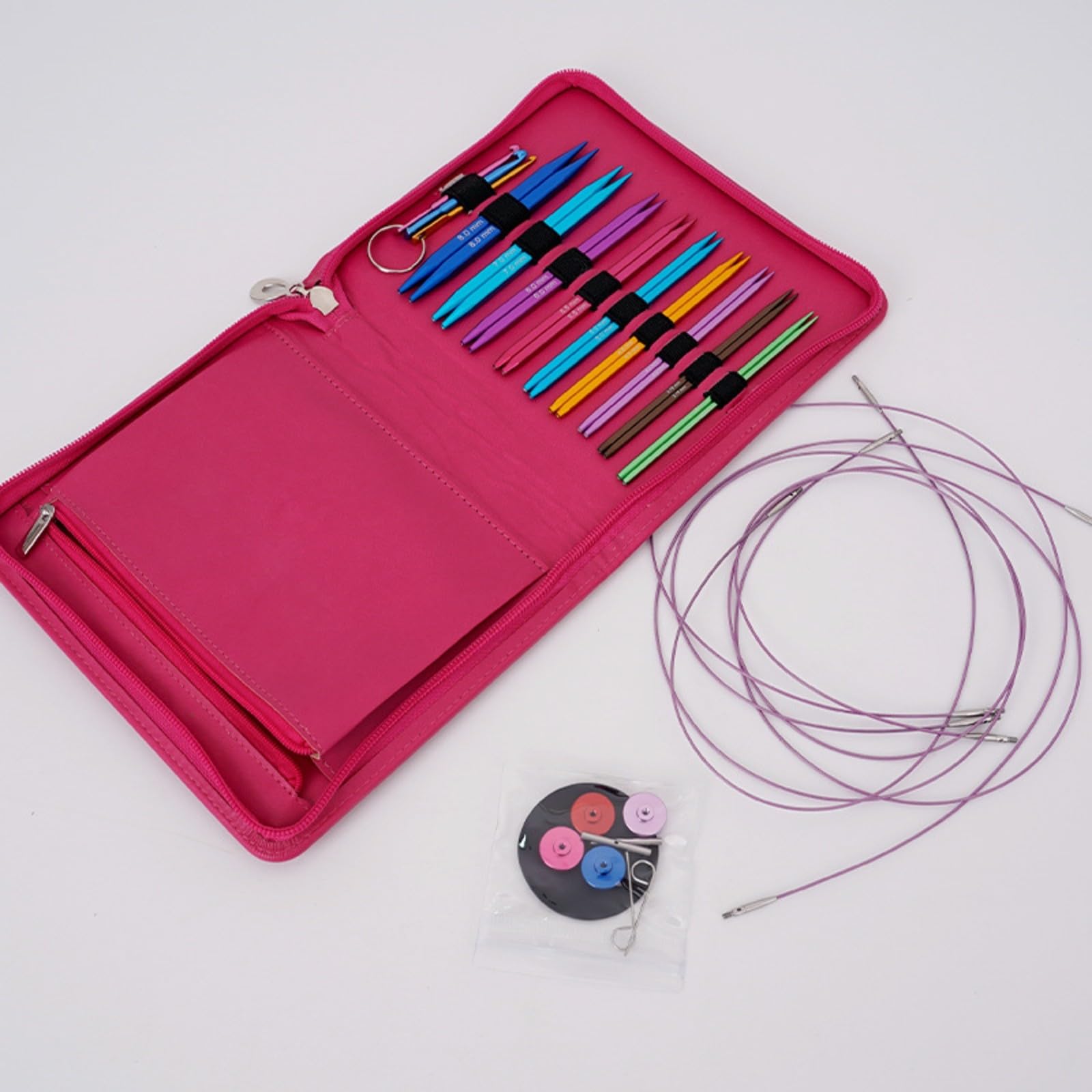 9 Piè til Tricot Coloré Aiguilles à Tricoter à Tige Carrée Étui Rangement Portable pr Tricoteurs du Textile