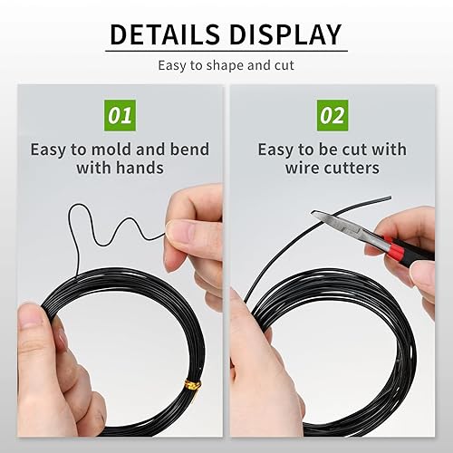 Miniatura 5 de Alambre para bonsái, kit de alambre de entrenamiento de bonsái, de aluminio anodizado de 164 pies, para ramas de árboles bonsái, con cortador de